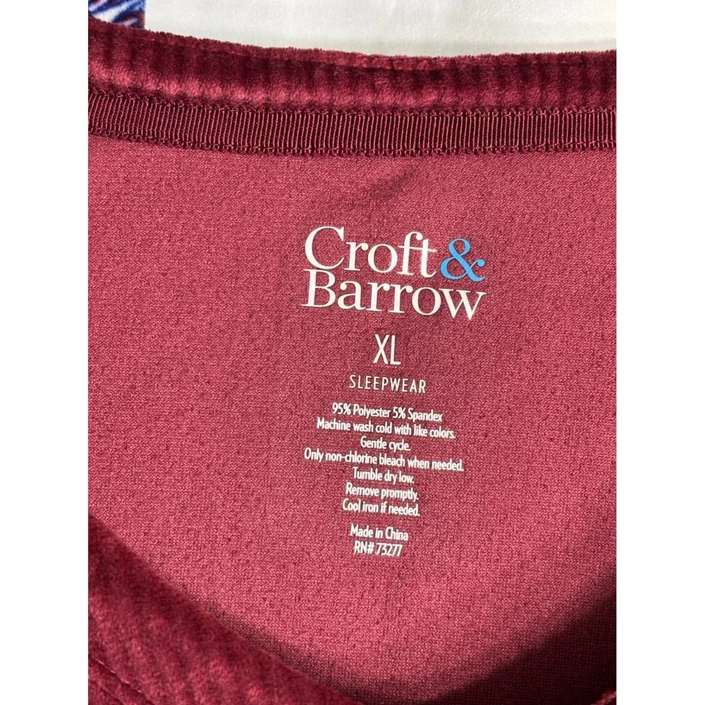 Croft & Barrow Womens Pajama Set Sleepwear‎ Burgundy Floral Pants V-Neck Top XL